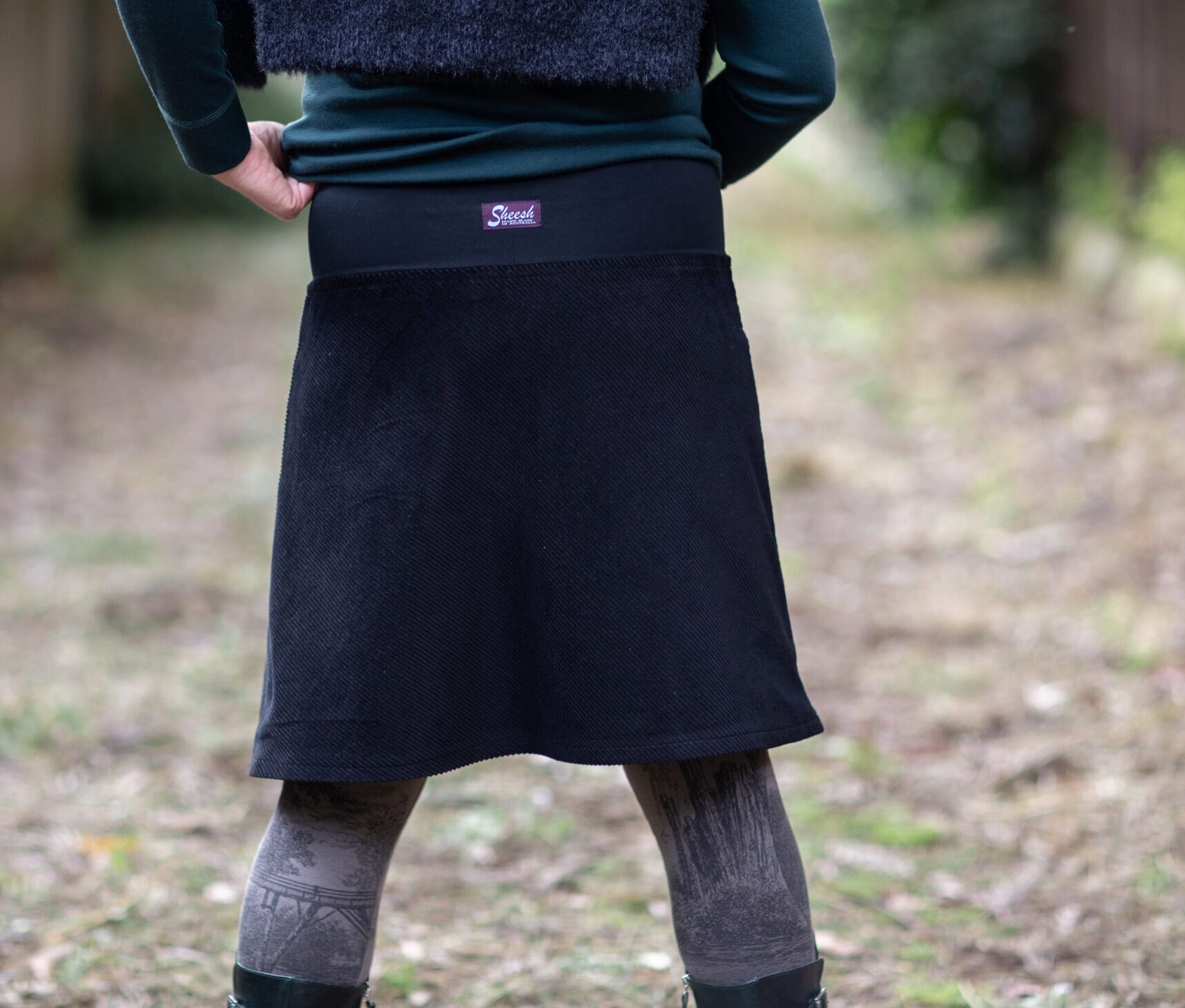 Chunky Black Plain Corduroy A-line skirt – Sheesh